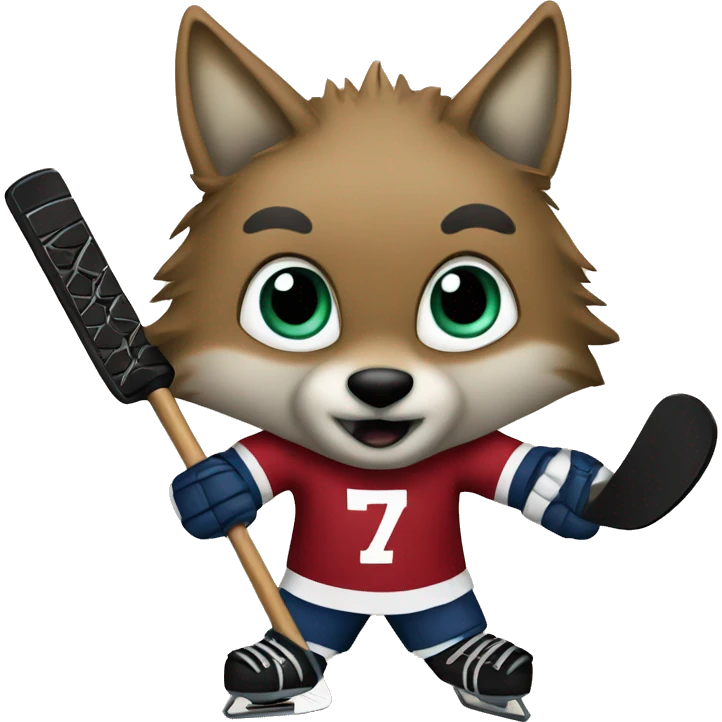 A coyote playing hockey emoji