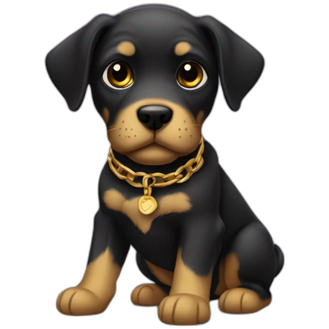 cachorra preta com dourado emoji
