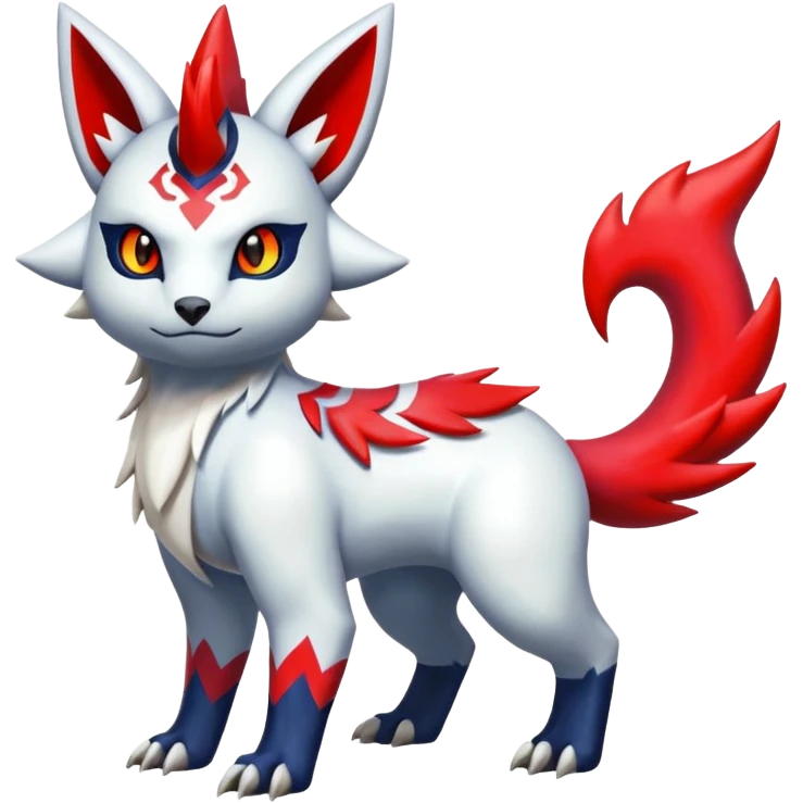Shiny colorful Oriental painted marked patterned Asian beautiful elegant extravagant extraordinary Litten-Absol-Electrike-Zangoose-fusion emoji