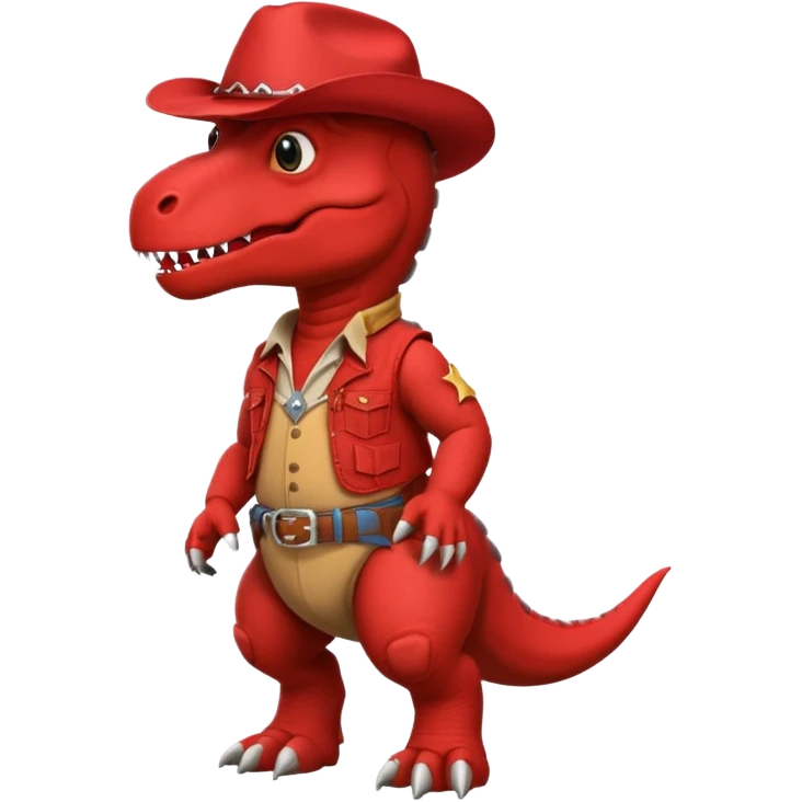 red trex dinosaor with cowboy helmet with cowbot clothes emoji