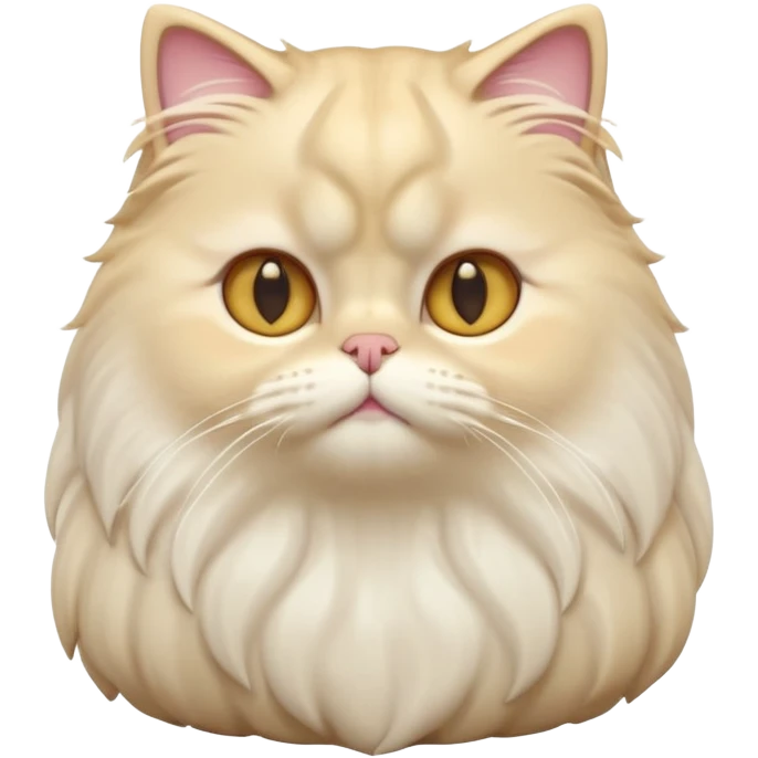 A 3D cartoon Persian cat with soft cream-white long fur, round face, golden eyes, gentle expression, cinematic Memoji-style lighting. full body or half body. emoji