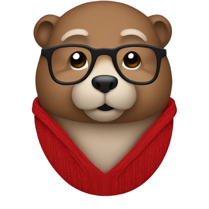 groundhog with red sweater and glasses emoji