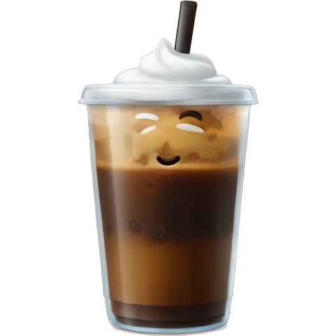 Espresso iced coffee with ice and sweet cold foam in top in a clear cup with a lid and straw  emoji