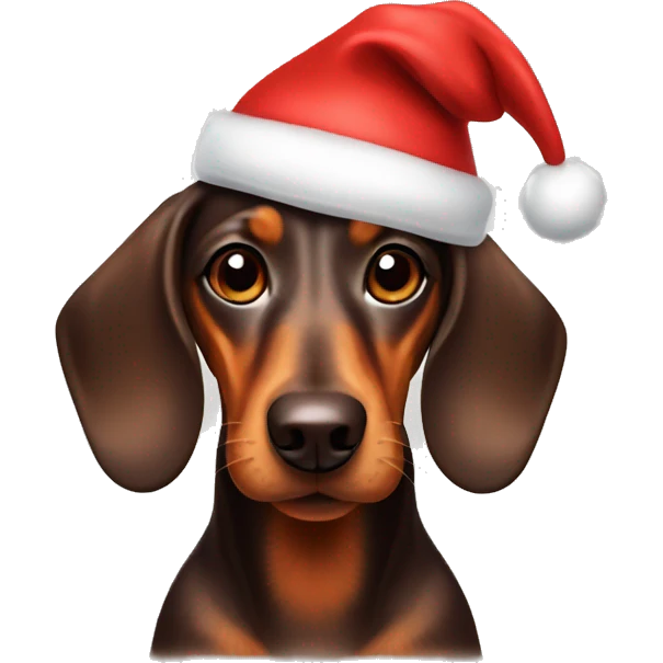 brown daschund with santa hat emoji