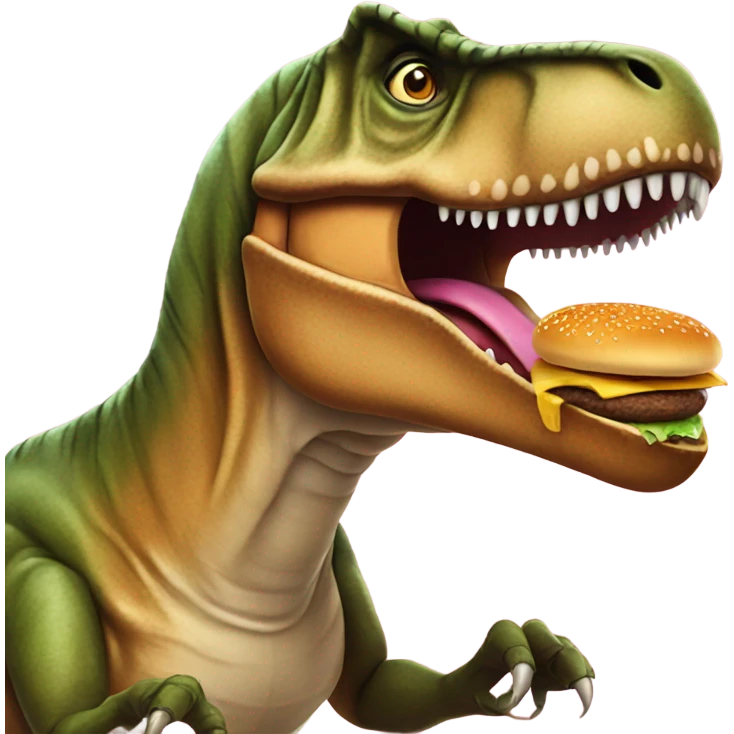 T-rex eating cheeseburger emoji