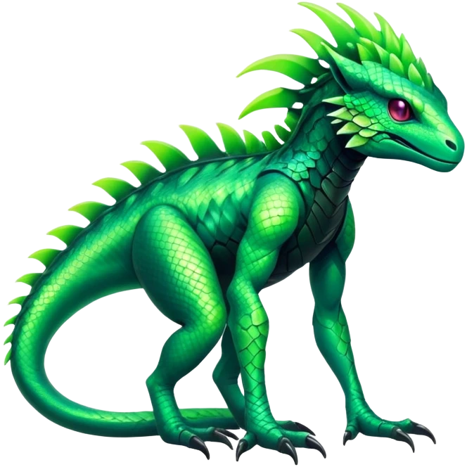 Tropical futuristic lush cool edgy neon Fionbri-Vernid-ET-creature (full body) emoji
