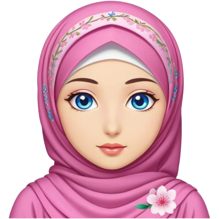 Turkish beautiful finish Konya girl blue eyes with hijab and Sakura dress emoji