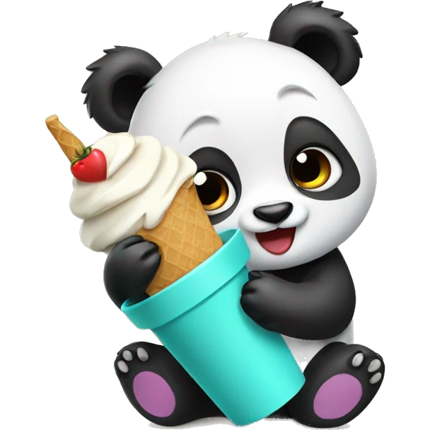 cute Panda eating ice cream  emoji