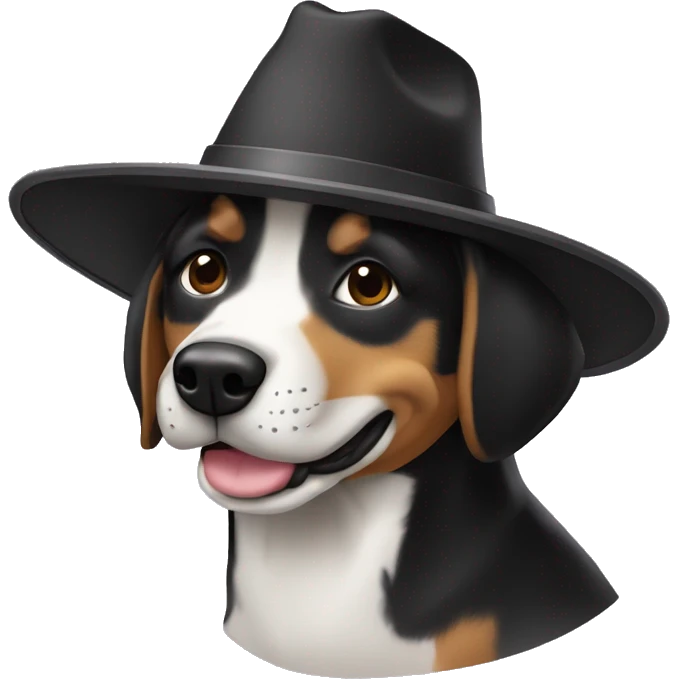 perro  raza pinsher negro pequeño con sombrero de cumpleaños emoji