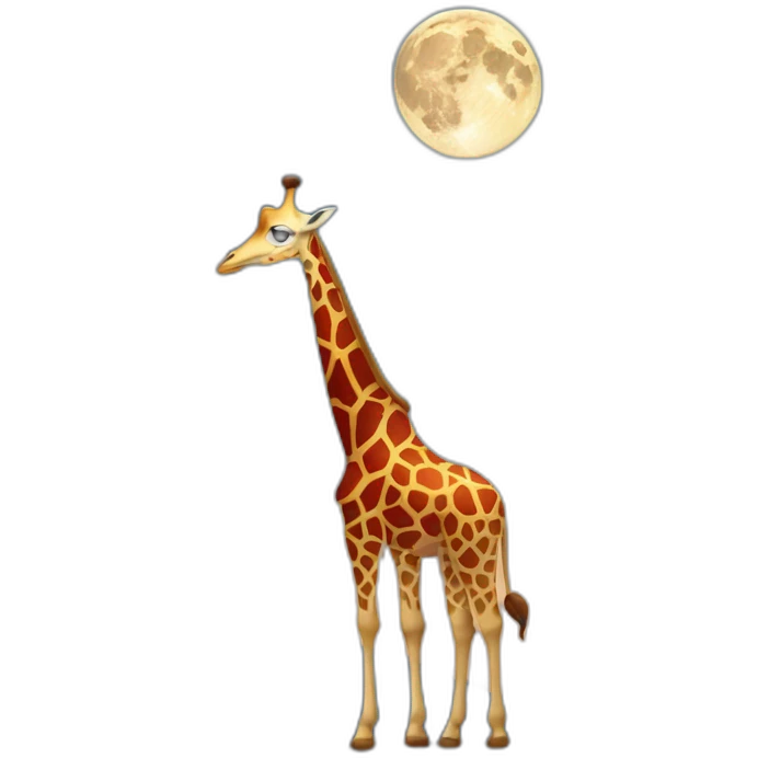  “Giraffe danzano sotto pioggia blu mentre montagne cantano lune rosse.” emoji