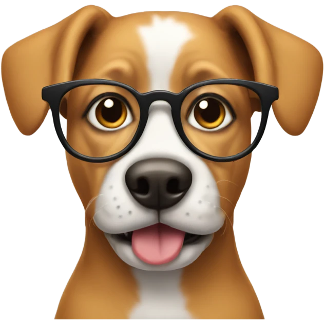 Dog wearing glasses emoji