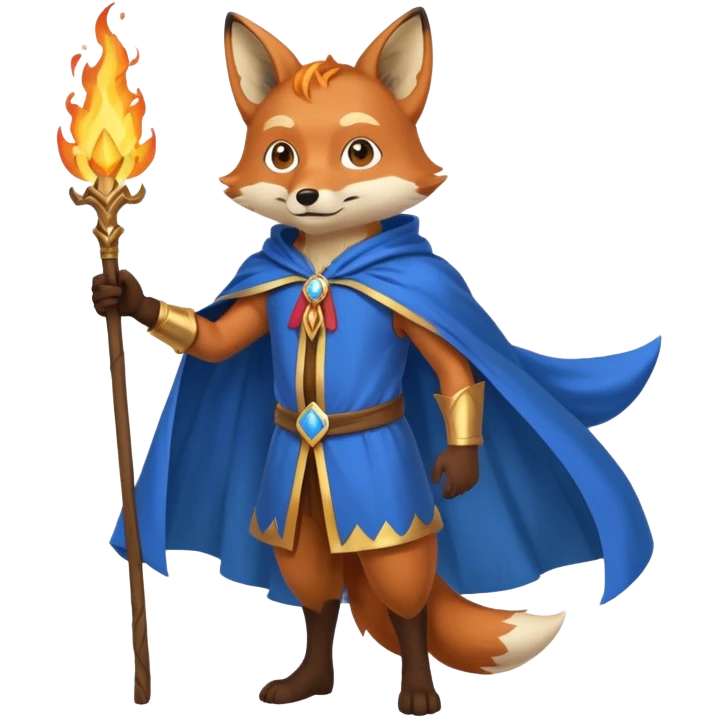 full body fox fire wizard blue cape emoji