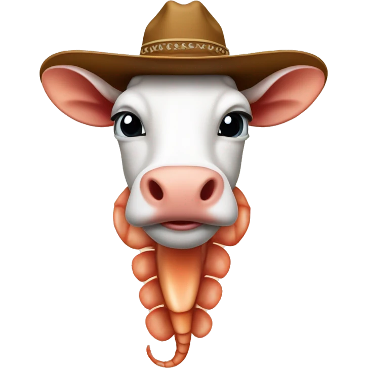 A shrimp wearing a cow boy hat emoji