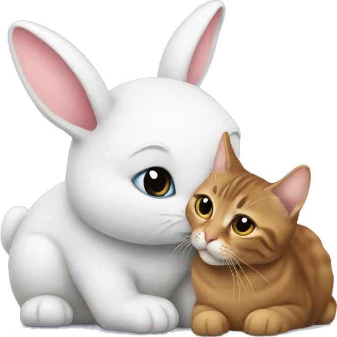 Bunny kissing a cat emoji