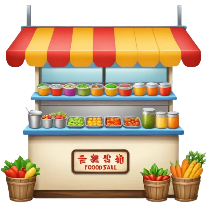 small roadside foodstall, front facing emoji