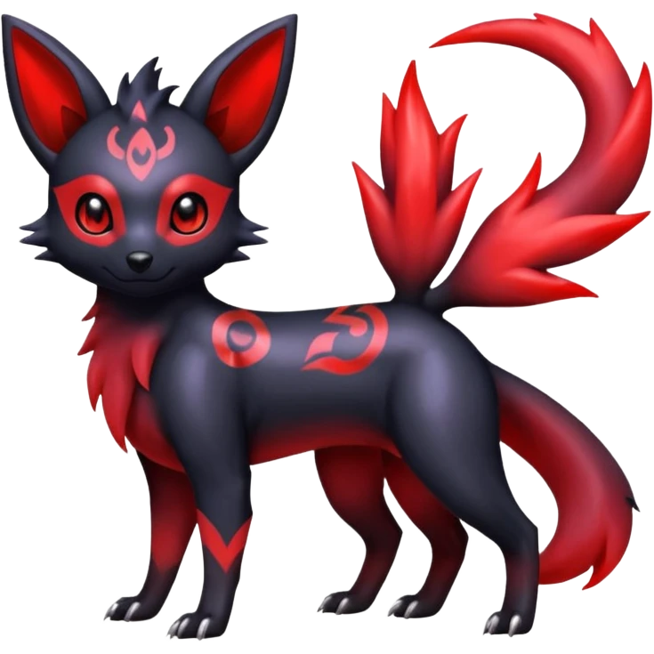  Shiny red iridescent Zorua-Umbreon-Salandit-Jolteon-fusion emoji