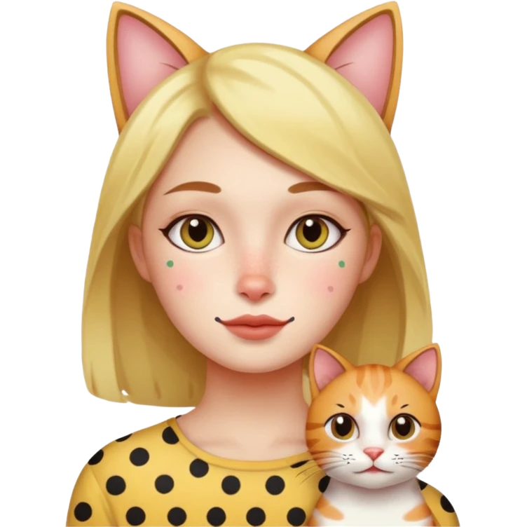 polka dots human body and cat face emoji