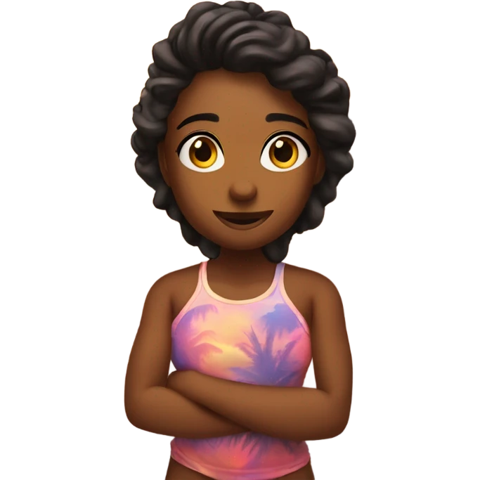 Me at beach with a beautiful sunset emoji