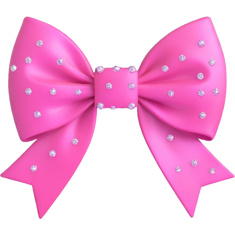 pink bow emoji, cute and shiny, with sparkles emoji
