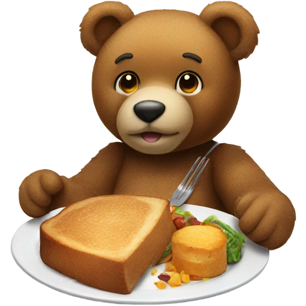 Teddy bear having dinner emoji