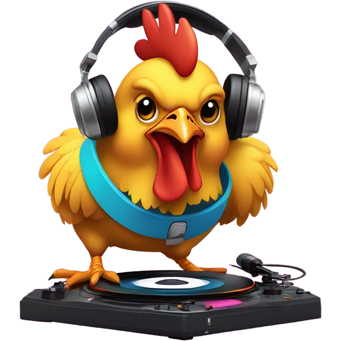 Chicken that is a DJ emoji