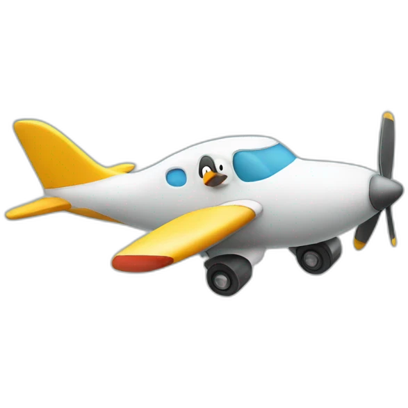 penguin driving a plane emoji