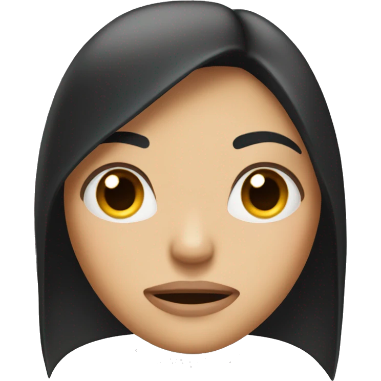 A girl with long straight black hair and brown eyes is angry emoji