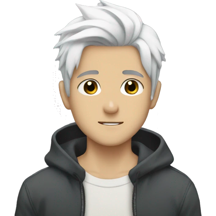 Anime Boy with short faded Sliver White hair emoji