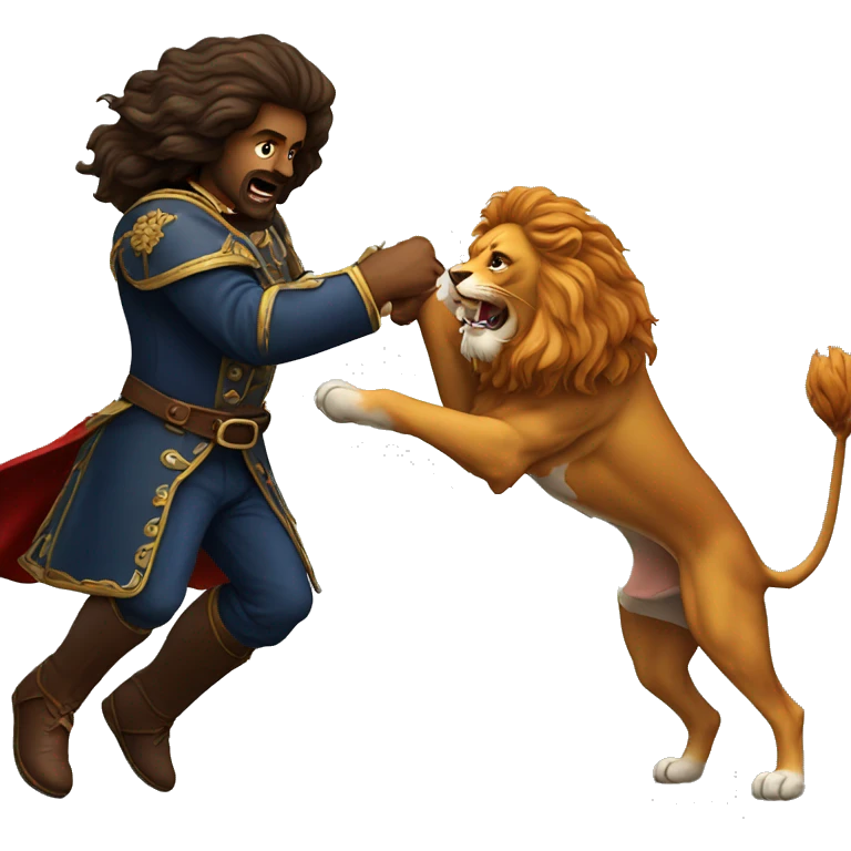 Cavalier striking a lion emoji