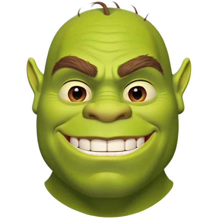 Shrek with gigachad face emoji