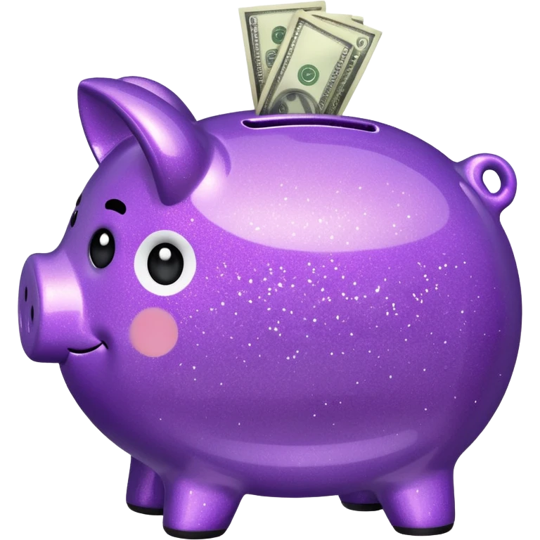 money in a glitter purple piggy bank emoji
