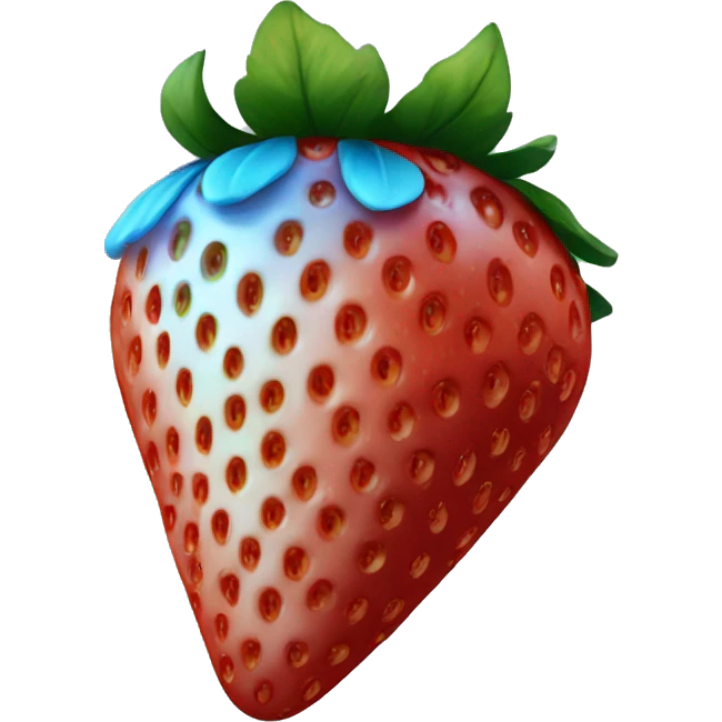 Blue colored strawberry emoji
