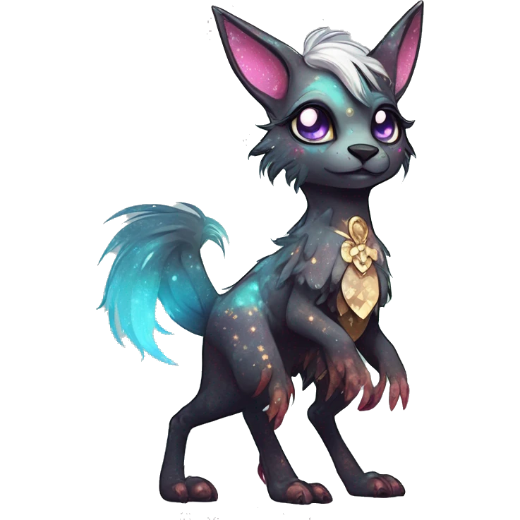 cute Kawaii edgy fantasy animal sparkle fursona Fionbri creature by griffsnuff & LiLaiRa & Falvie full body emoji