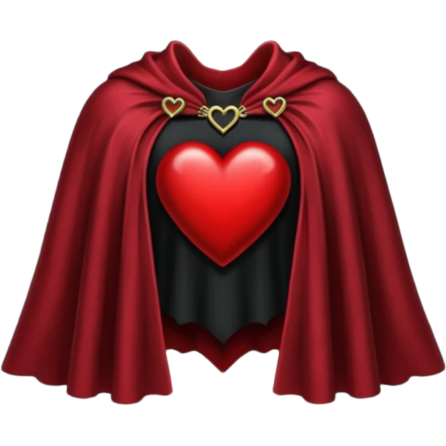 goth themed heart with a dark velvet cape emoji
