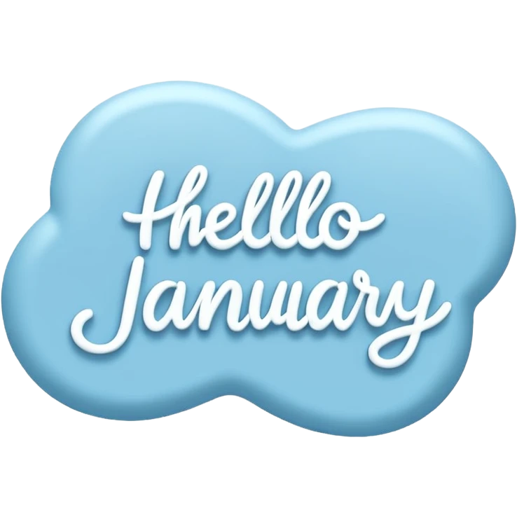 Blue “ hello January “ word light blue and aesthetic  emoji