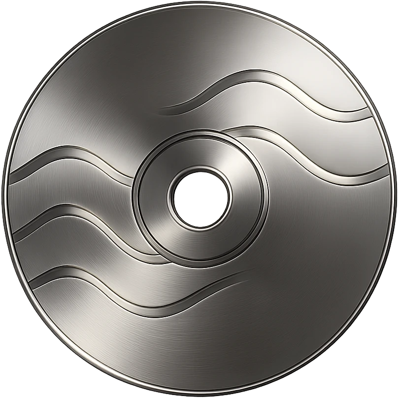A minimalist CD disc with wave pattern, glowing effect, yellow color emoji