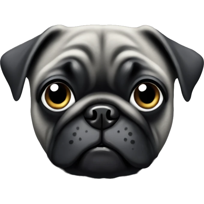 black pug with graying face emoji