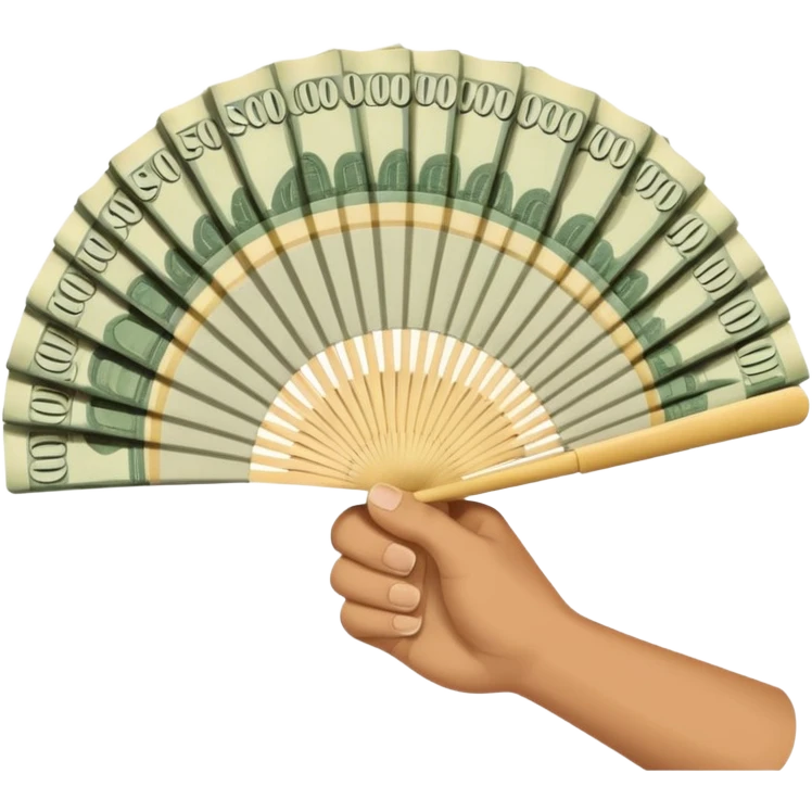 hand holding a fan of cash emoji