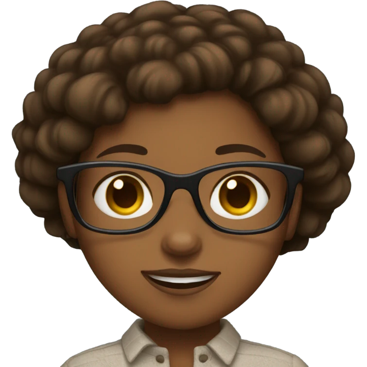 a brown skin girl with brown eyes and glasses  emoji