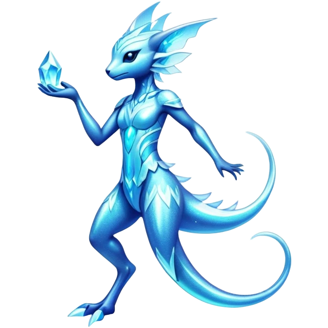 Shiny Exotic Futuristic Colorful Neon-colored Glittery Ethereal Sparkly Amaura-Aurorus-Fakémon-hybrid-creature (full body)  emoji