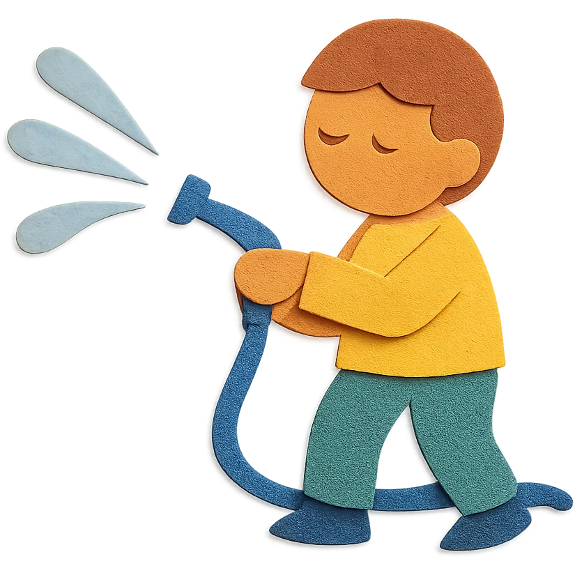 people spraying water on the left side in paper craft style emoji