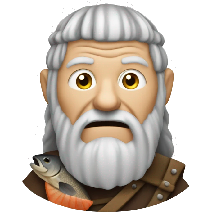 An elderly viking eatinf a fish emoji