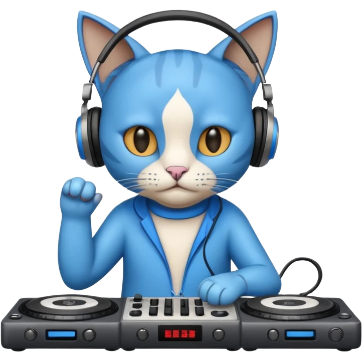 Blue cat dj emoji