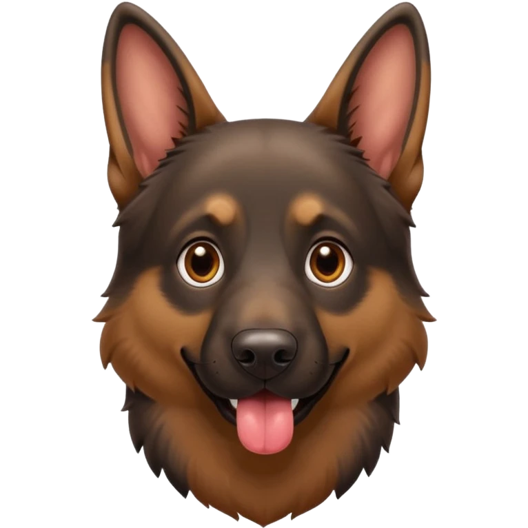 cartoon style dark German Shepherd dog with its tongue hanging out long emoji