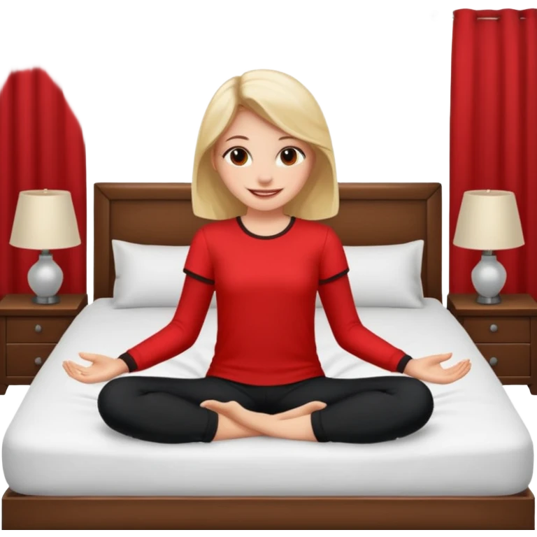 smiling girl on bed red bottom emoji