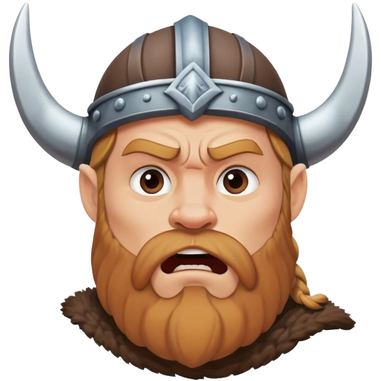surprised viking face with furrowed brows, looking up with hand on chin. emoji