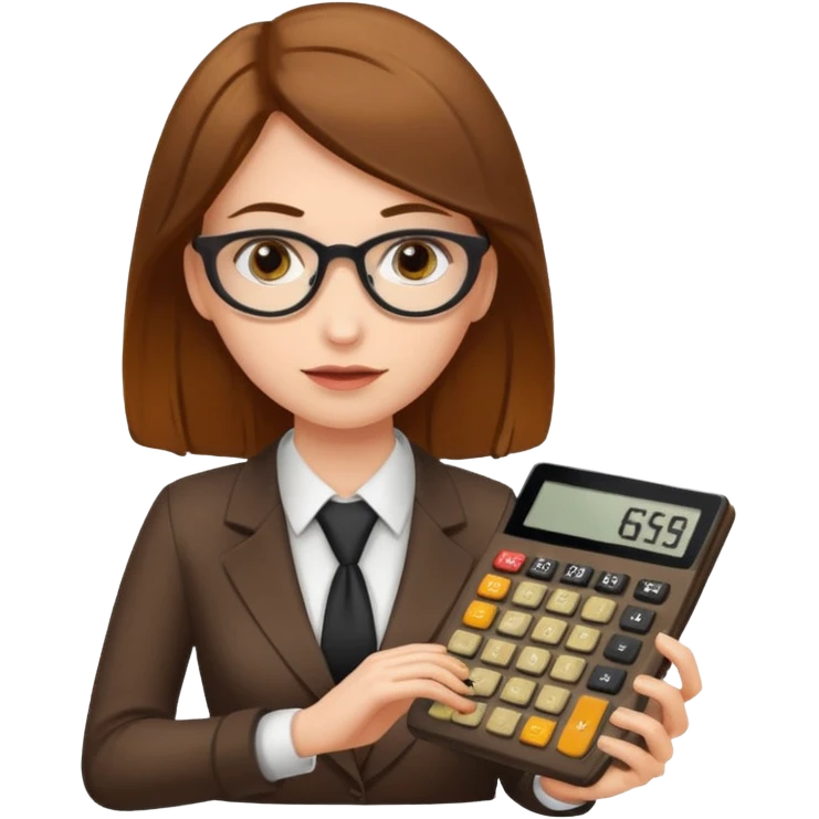 female accountant with calculator covered in shit emoji