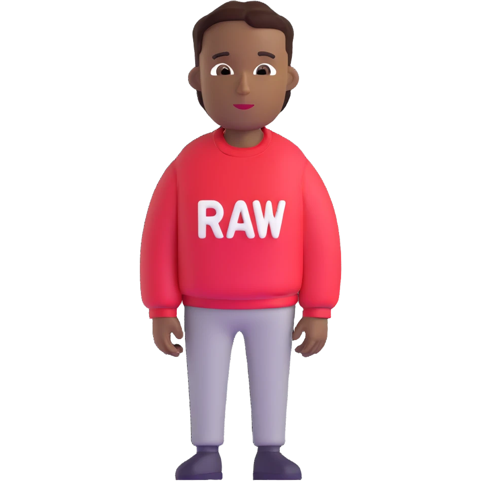 Black person in a sweater labeled 'rawse' emoji