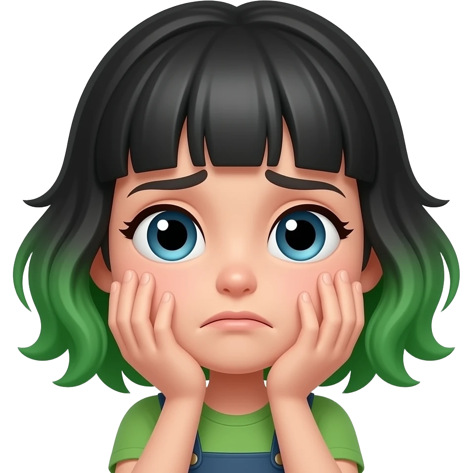 girl with black and green hair face palm emoji