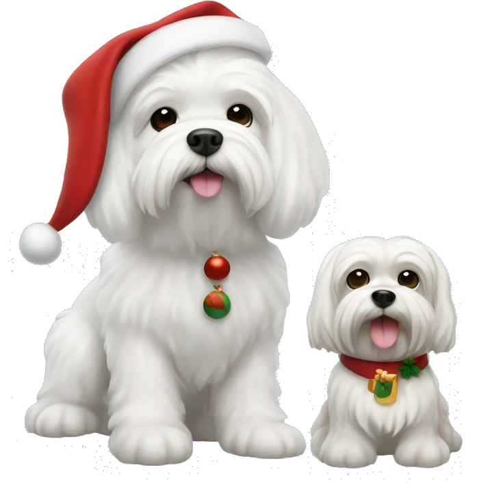  white maltese dog and Santa Claus  emoji
